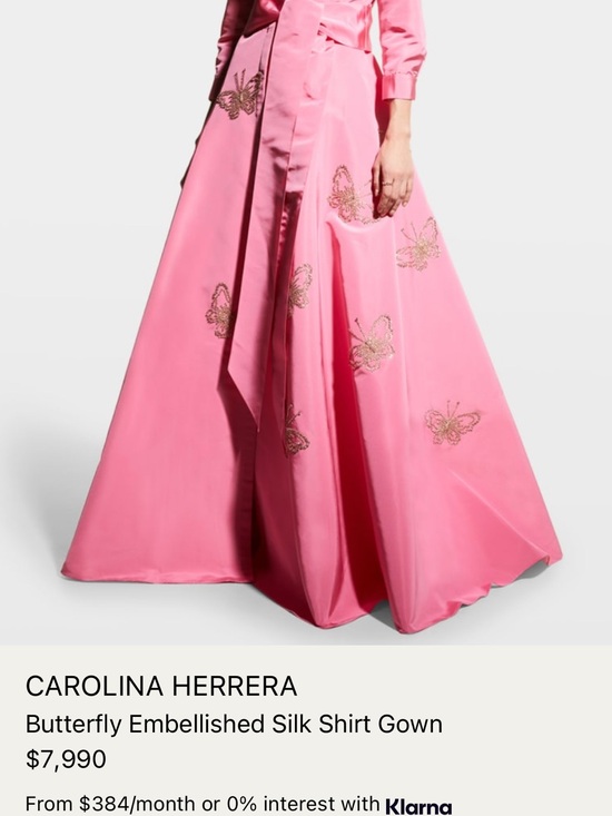 Carolina Herrera Dresses & Skirts - Carolina Herrera Pink trench gown with Gold Butterfly Embellishments